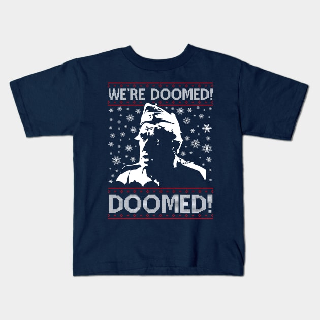 Dads Army We're Doomed Christmas Knit Pattern Kids T-Shirt by Rebus28